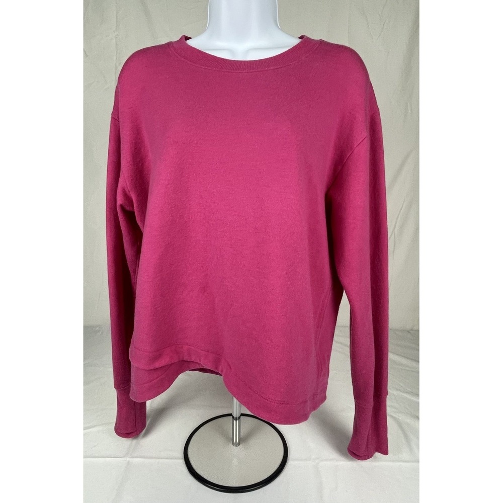 ATHLETA WOMENS MEDIUM PINK CREWNECK SWEATSHIRT HI LOW HEM LONG SLEEVE ATHLEISURE
